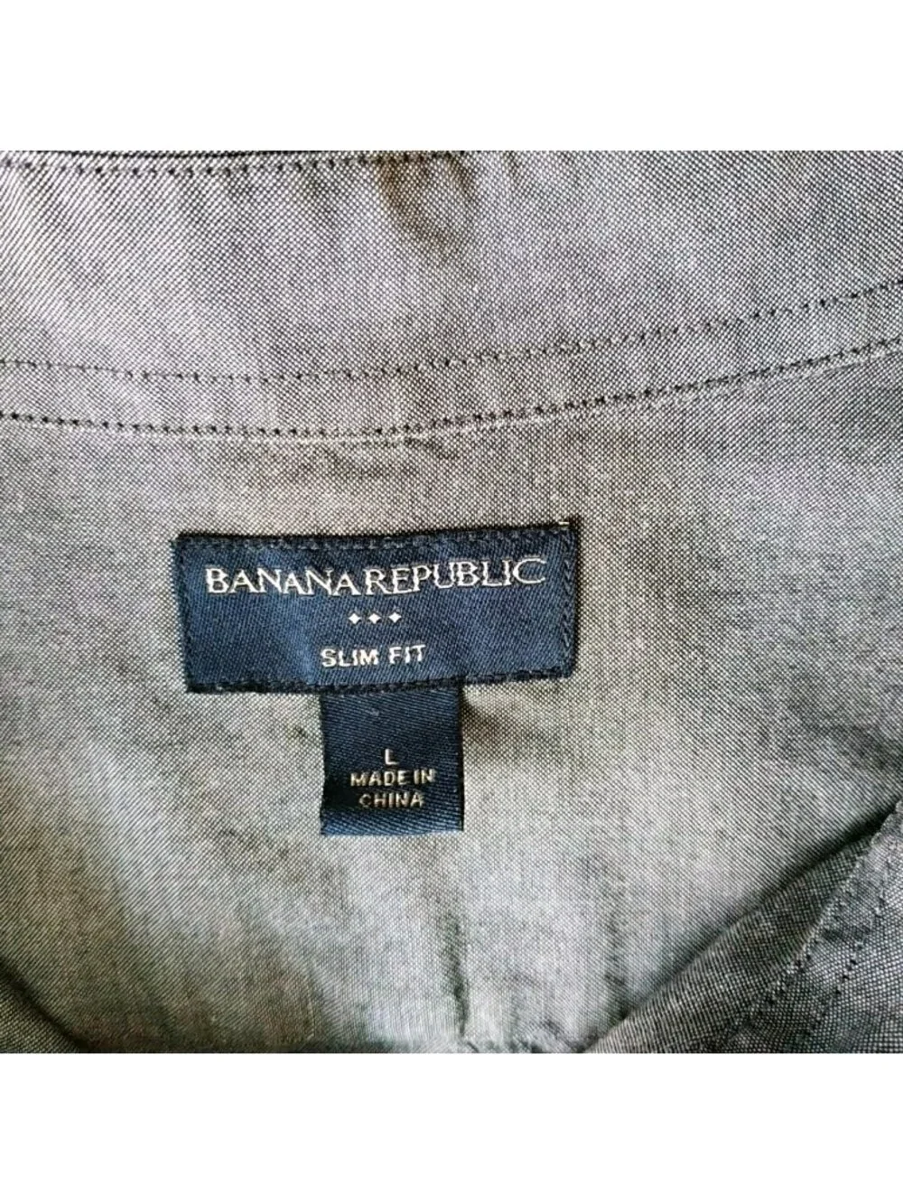 Banana Republic Men's Oxford Button Down Shirt size Large L Gray Long Sleeve